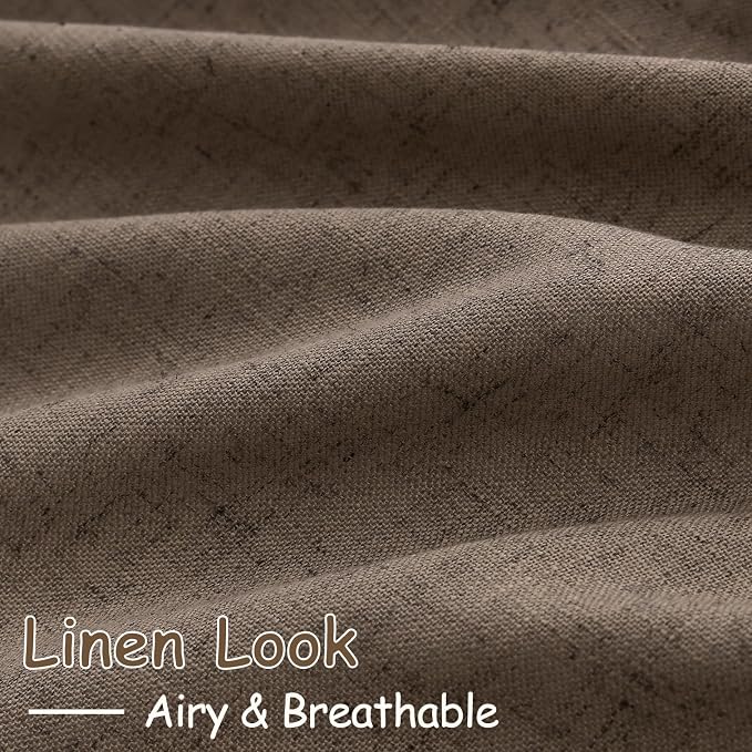 Extra Long Light Brown Curtain 108 Inches Long 2 Panels Set Back Tab Linen - Image 5