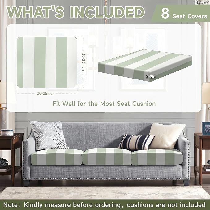 CALBODE 8 Pcs Outdoor Seat Cushion Covers - Image 2