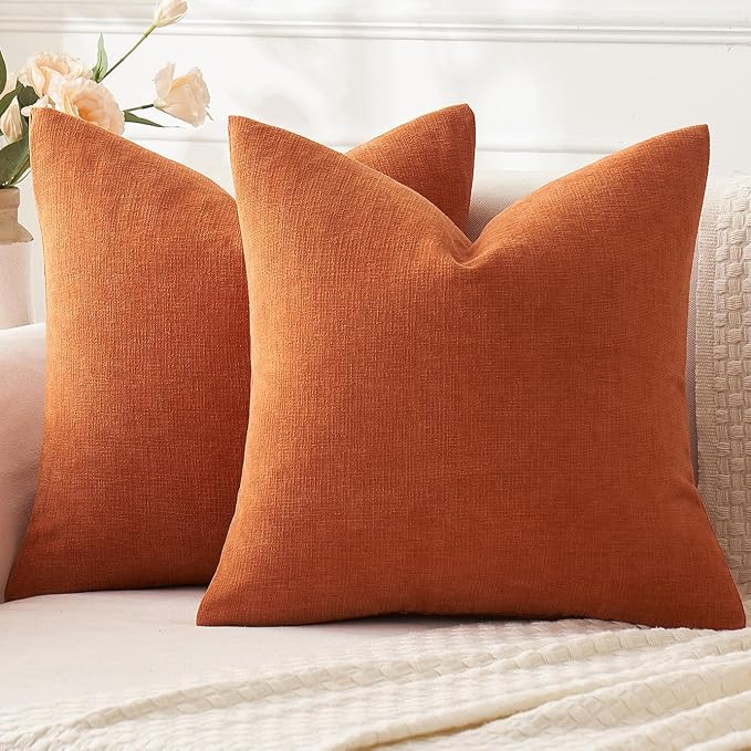 MIULEE Halloween Fall Burnt Orange Chenille Couch Pillow Covers, 20x20 | Set of by MIULEE