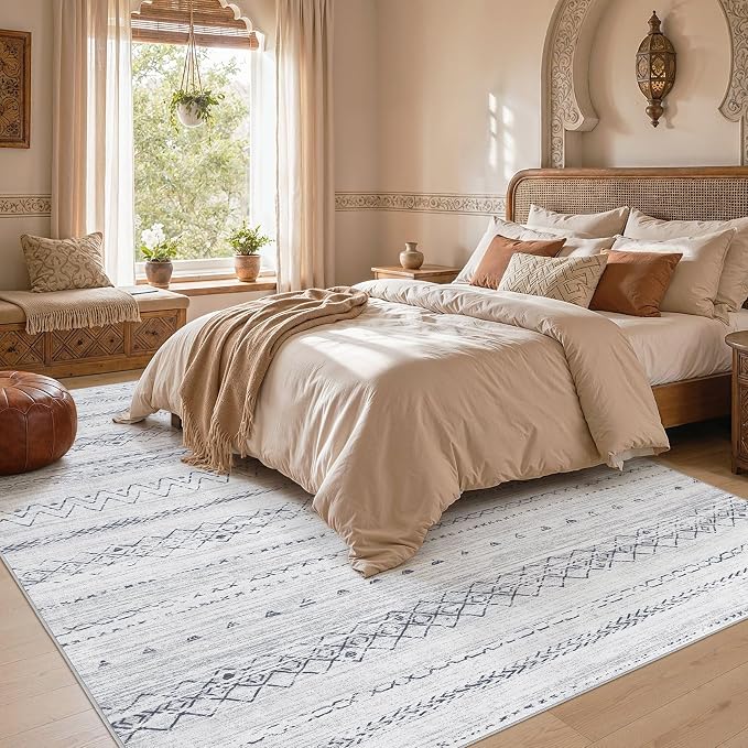 cotiled 6x9 Area Rugs for Living Room: Boho Washable Rug for Dining Room | - Image 6