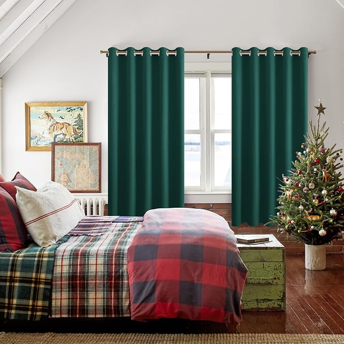 Blackout Curtains for Bedroom, 60 x 63 Inches Length, Hunter Green | Thermal - Image 6