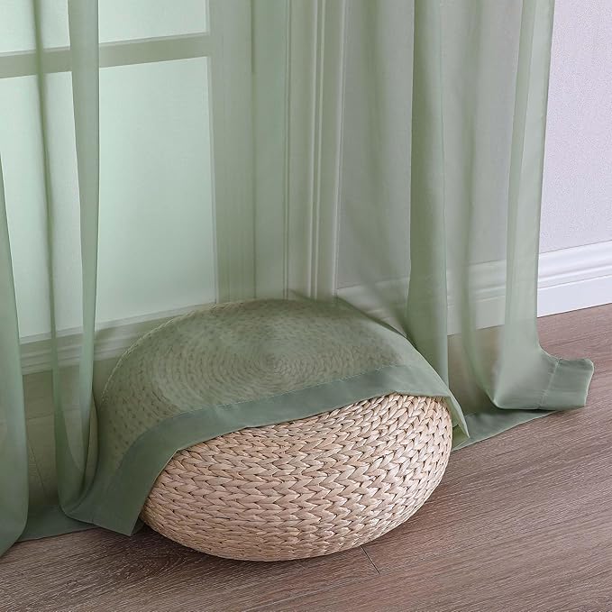Chyhomenyc Sage Green Sheer Curtains 78 Inches Long 2 Panels Set - Image 9