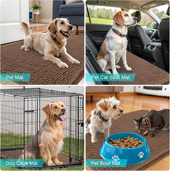 OLANLY Dog Door Mat for Muddy Paws 35x24, Super Absorbent Chenille Mud Mat | - Image 7