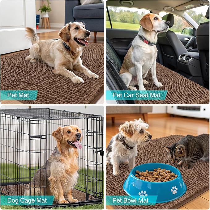 OLANLY Dog Door Mat for Muddy Paws 44x24, Super Absorbent Chenille Mud Mat | - Image 7