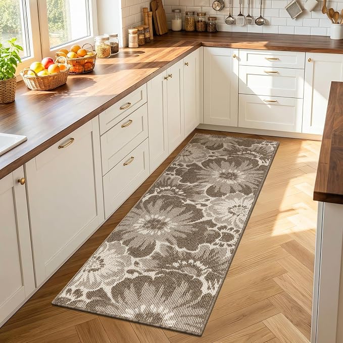 Findosom Hallway Runner Rug 2x6, Non Slip High-Low Textured Floral Washable - Image 6