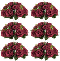 NUPTIO Flower Ball Arrangement Bouquet - 6 Pcs 9.5 inch Diameter Burgundy Fake Flowers Roses Balls for Centerpieces Tables - Artificial Rose Arrangements for Wedding Centerpiece Table Decorations