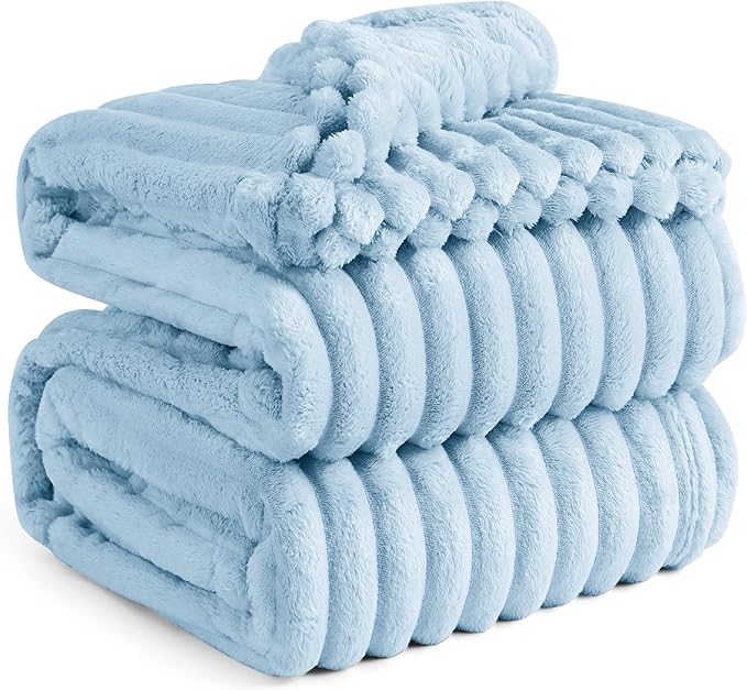 Bedsure GentleSoft Blue Full Blanket for Couch - Cozy Soft Blankets for Women, Cute Small Fleece Throws for Girls, Birthday Gifts for Women Decor Gifts, Light Blue, 84x90 Inches