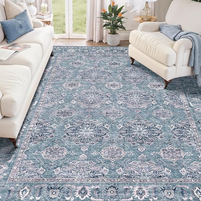 SERISSA 5x7 Washable Non Slip Floral Boho Area Rug by SERISSAHomeDecorCollection