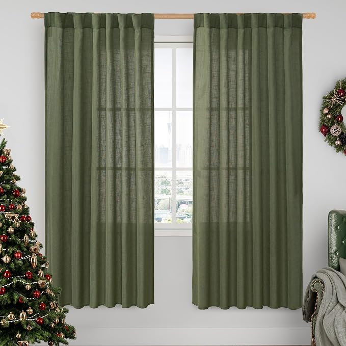 Light Filtering Linen Curtains 78 inch by LAMIT