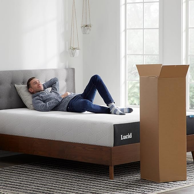 LUCID 12 Inch Memory Foam Mattress - Medium Firm Feel - Infused with Refreshing Bamboo Charcoal and Cooling Gel - Bed in a Box - Temperature Regulating - Pressure Relief - Breathable - Twin XL Size