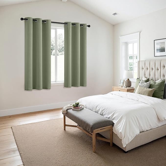 MIULEE Blackout Curtains for Bedroom 2 Panels 40 x 45 Inch Long Sage | Thermal - Image 6