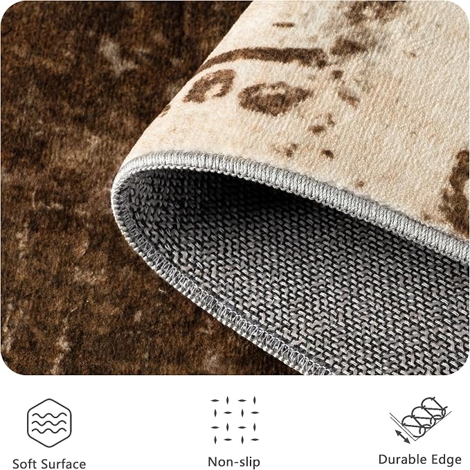 6x6 Area Rugs - Modern Abstract Washable Rug, Ultra Soft Non Slip Low Pile - Image 5