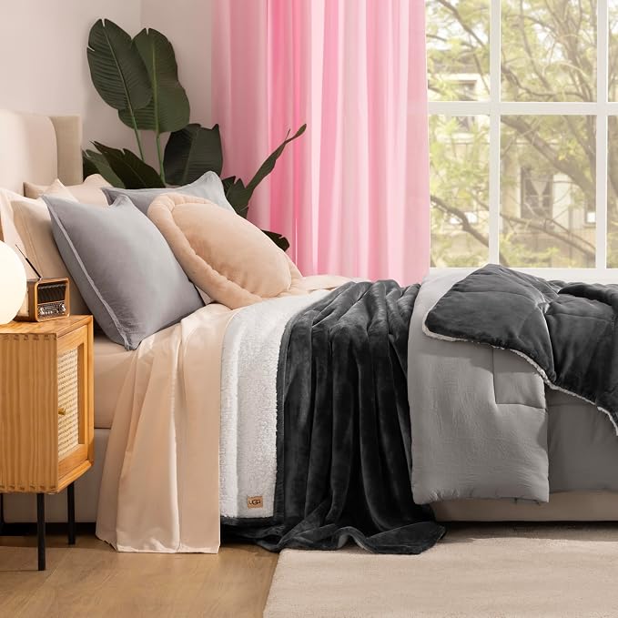 UGG Nita Queen Blanket, Reversible Plush Fleece, UGG Fluff Plush Face, Smooth - Image 2
