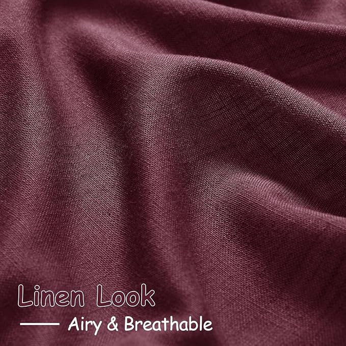 Burgundy Linen Curtains 80 Inch Length - Image 4