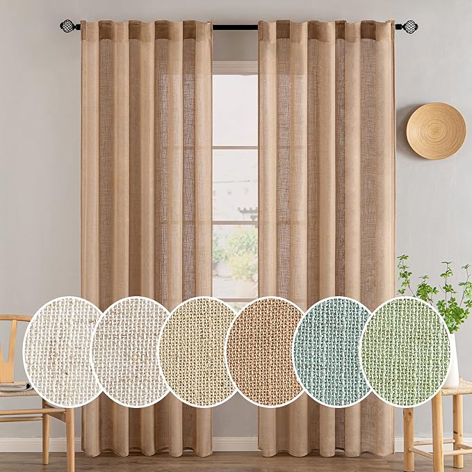 MIULEE Brown Linen Curtains 52x84 Inch by MIULEE
