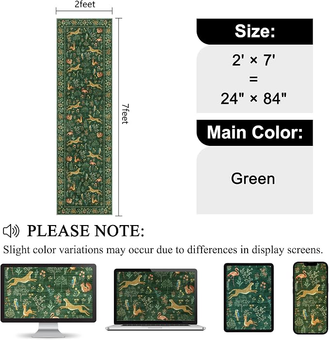 DUKINO 2x7 Runner Rug for Hallway, Washable Kitchen Rugs Non Slip, Stain - Image 2