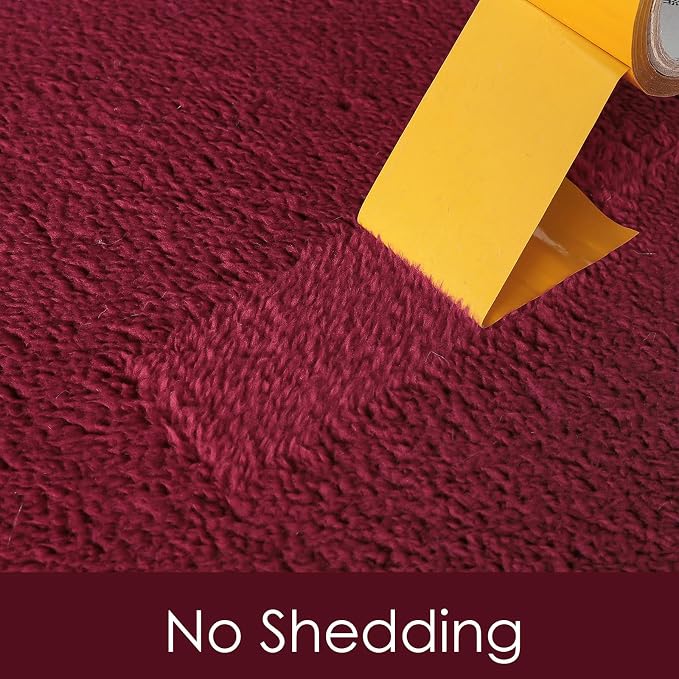 4x6 Area Rugs for Living Room Non Slip Dorm Bedroom Rug, Wine Red | Modern Area - Image 6