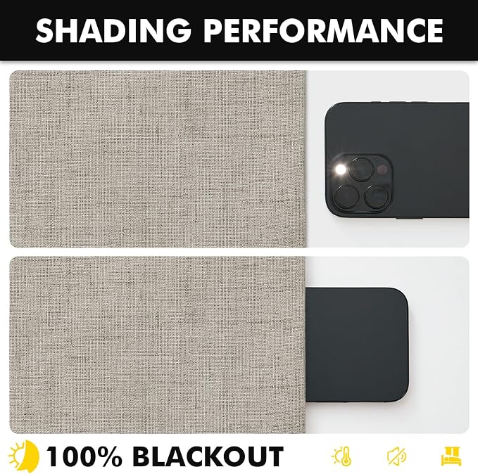 MIULEE 100% Blackout Linen Curtains 42 x 90 Inch Pebble Taupe 2 Panels | - Image 7
