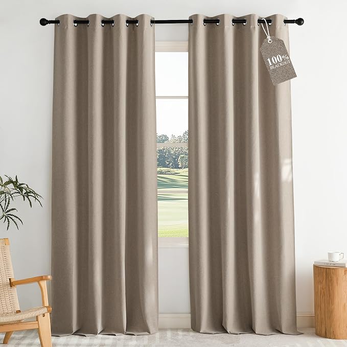 NICETOWN Vintage Faux Linen Weave Flax Thermal Curtains by NICETOWN