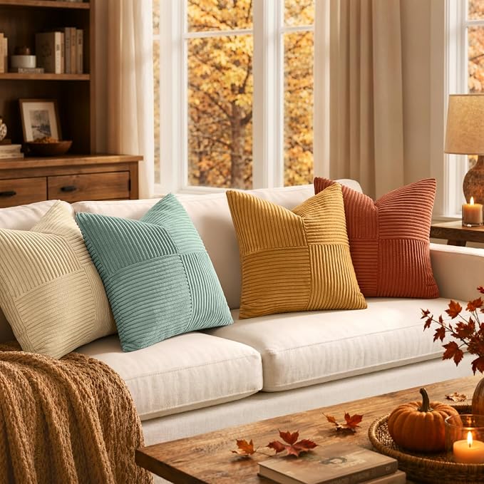 MIULEE Fall Teal Orange Decorative Throw Pillow Covers 18x18 Inch Set of 4 Boho - Image 2