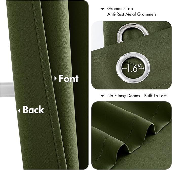 MIULEE Blackout Curtains for Bedroom 2 Panels 40 x 84 Inch Long Olive Green | - Image 4