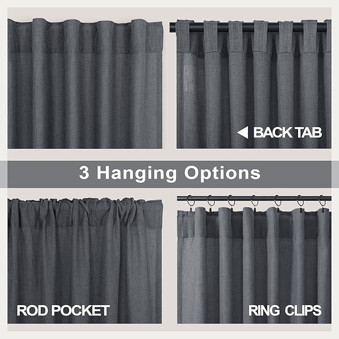 Dark Gray Curtains 108 Inches Long 2 Panels Set - Image 5