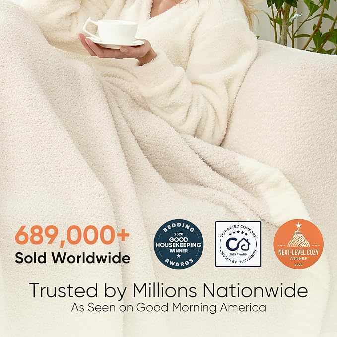 Snuggle Sac Buttery Ivory Bedding Blanket Twin Size 60x80, Super Soft Warm Cozy - Image 2