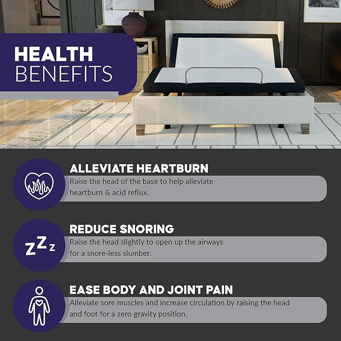 Blissful Nights Queen e3 Adjustable Bed Frame - Customizable Comfort with Wireless Remote Control, Head and Foot Incline, Easy Assembly, and 10 Year Warranty