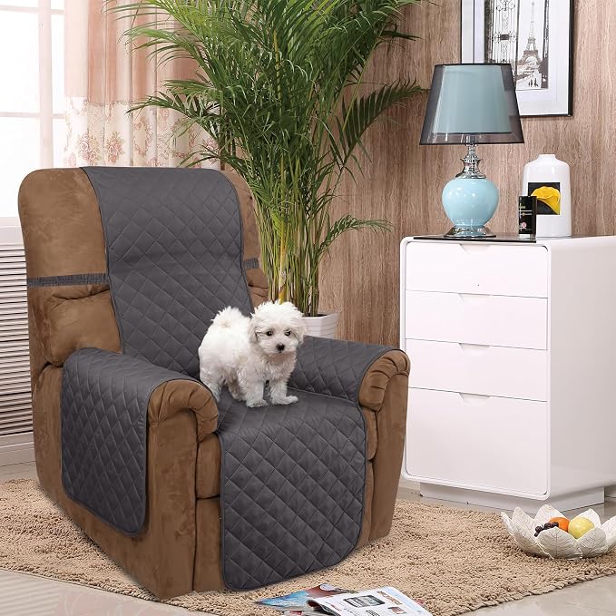 U-NICE HOME Reversible Recliner Chair Covers, Dark Grey/Light Grey | - Image 2