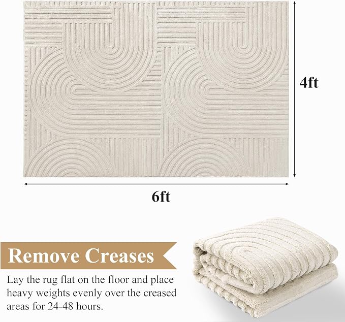 Pauwer 4x6 Area Rugs for Living Room, Modern Non Slip Washable Rug, Soft Fluffy - Image 2