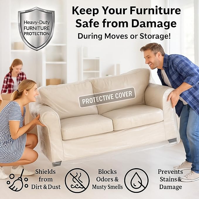 Evelots Clear Vinyl Loveseat Cover, Spill-Resistant 2-Seat Sofa Protector | - Image 7