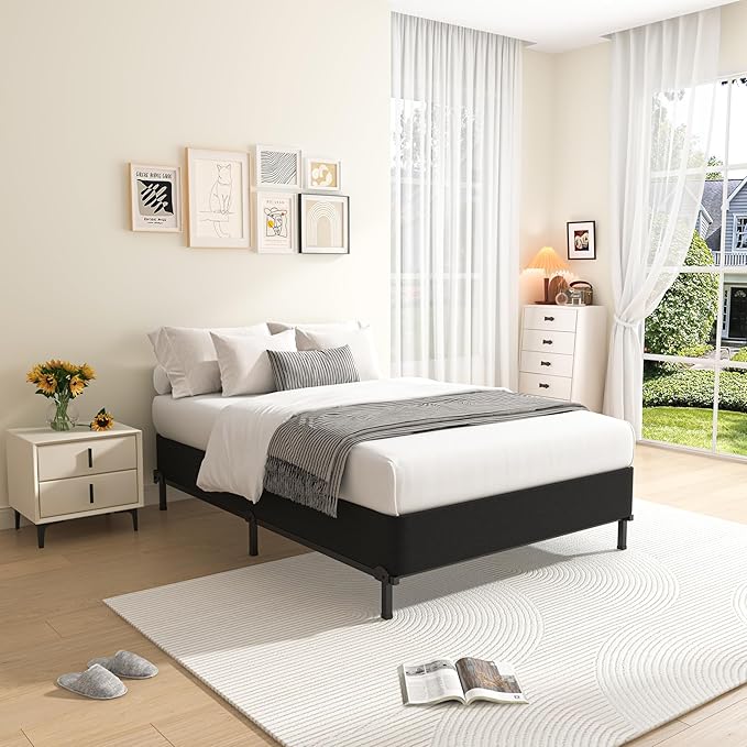 MAF 10 Inch Twin Box Spring, High Profile Box Spring Twin Siz 3500 lbs Black Heavy Duty Metal Mattress Foundation with Easy Clean Fabric Cover, Easy Assembly