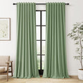 Light Sage 100% Blackout Linen Curtains 108 Inch Length 2 Panels Set by Guken