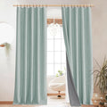 NICETOWN Seafoam Green Blackout Linen Curtains 95" Long, Rod Pocket Back Tab by NICETOWN