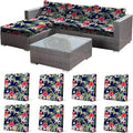 CALBODE 8 Pcs Stretch Outdoor Seat Cushion Covers, Tropical Floral, by CALBODE