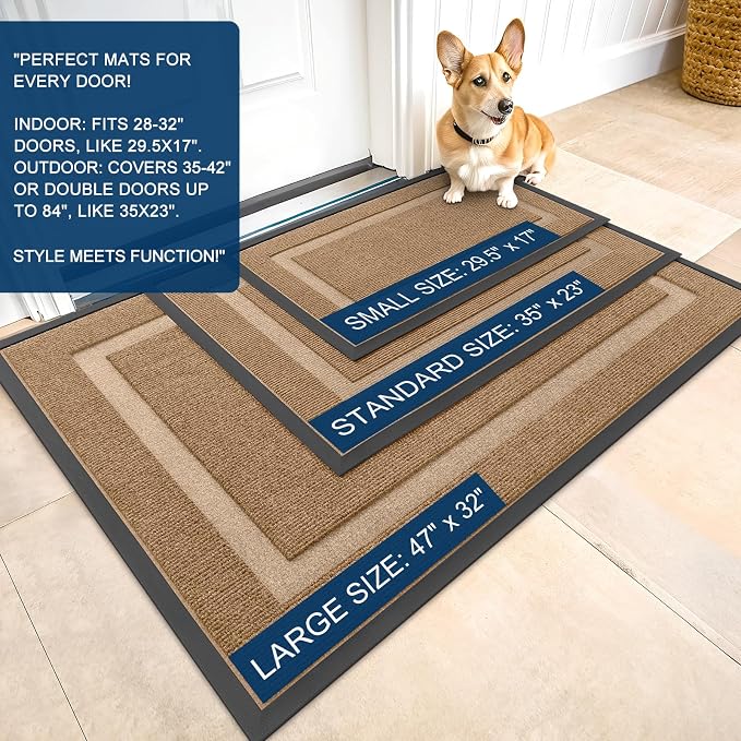 OLANLY Front Door Mat Outside 35x23, All-Season Heavy-Duty Rubber Doormat | - Image 3