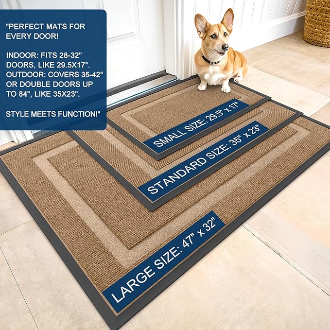 OLANLY Front Door Mat Outside 59x34, All-Season Heavy-Duty Rubber Doormat | - Image 2