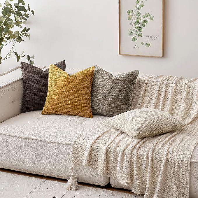 MIULEE Decorative Couch Throw Pillow Covers 16x16 in Mustard Yellow 2 Pack | - Image 3