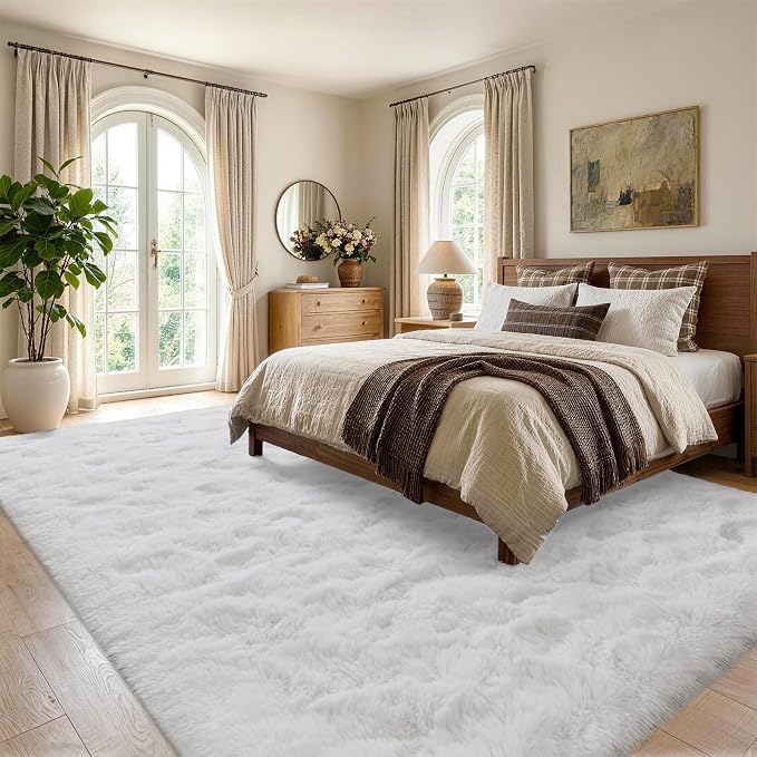 4x6 White Fluffy Soft Area Rug Non-Slip - Image 3