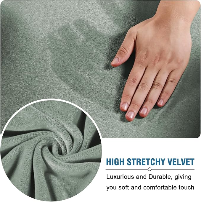 H.VERSAILTEX Velvet 4 Piece High Stretch Sofa Slipcover Cover Furniture - Image 5