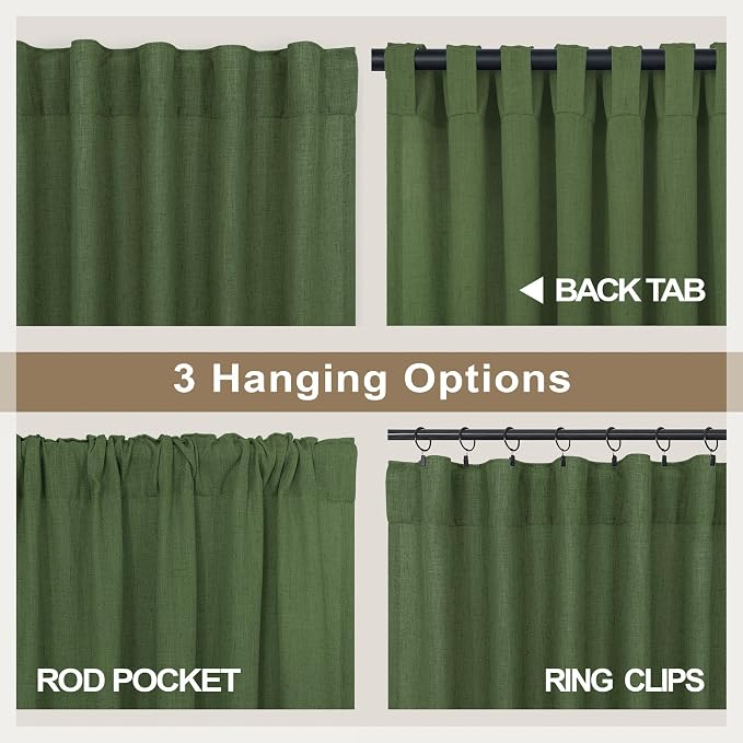 Pitalk Olive Green Curtains 102 Inch Length - Image 5