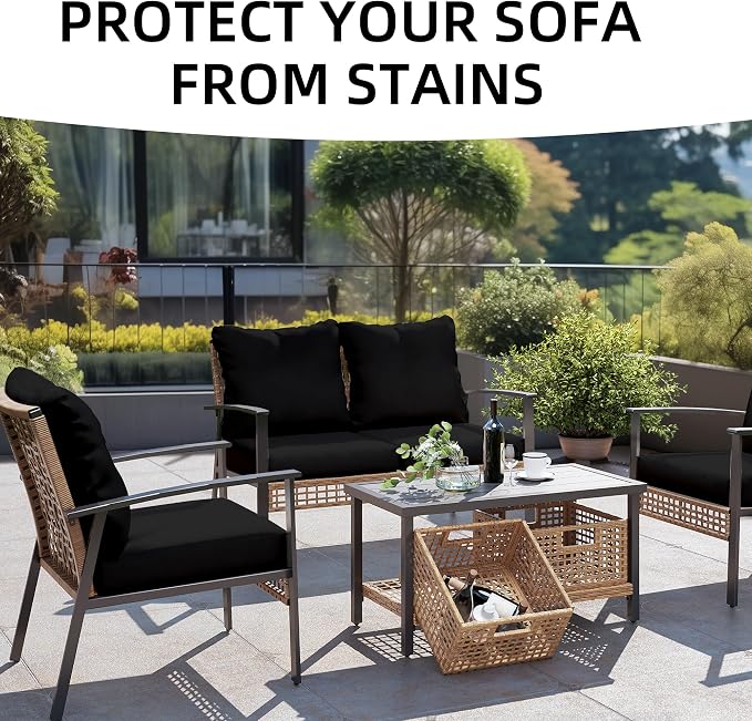 12PCS Patio Cushion Covers, Patio Furniture Couch Seat Slipcovers | Washable - Image 3