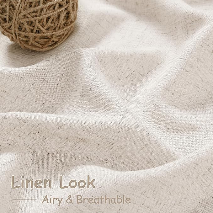 Linen 102 Inch Long Curtains for Living Room 2 Panels Back Tab Pocket Semi - Image 5