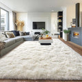 Large Area Rug for Living Room 10x14, Fluffy Shag Rug, Cream White | Modern by PIONBLANK