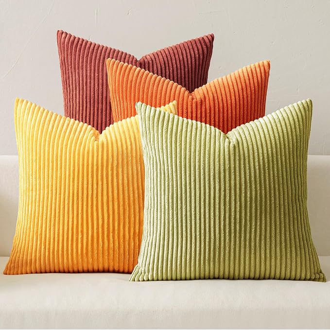 MIULEE Fall Decorative Throw Pillow Covers Yellow Orange Rust 20x20 | Set of 4 by MIULEE