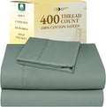 California Design Den Twin Sheets Set - Soft 400 Thread Count Sateen, Natural 100% Cotton Sheets with Deep Pockets, Cooling and Durable Bedding Set - Sage Green
