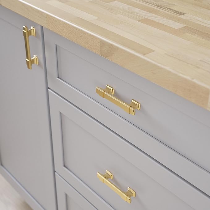 Franklin Brass Adjusta-Pull (5-Pack) Adjustable Drawer Pulls | Fits 1-3/8 to 4 Inch Hole Centers | Modern Gold Cabinet Handles| Chamfered Edge P49106-117-B
