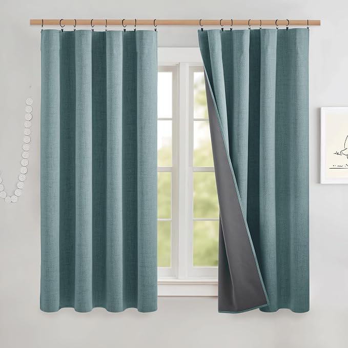 NICETOWN Skylark Blue 100% Blackout Short Curtains 63" Long by NICETOWN