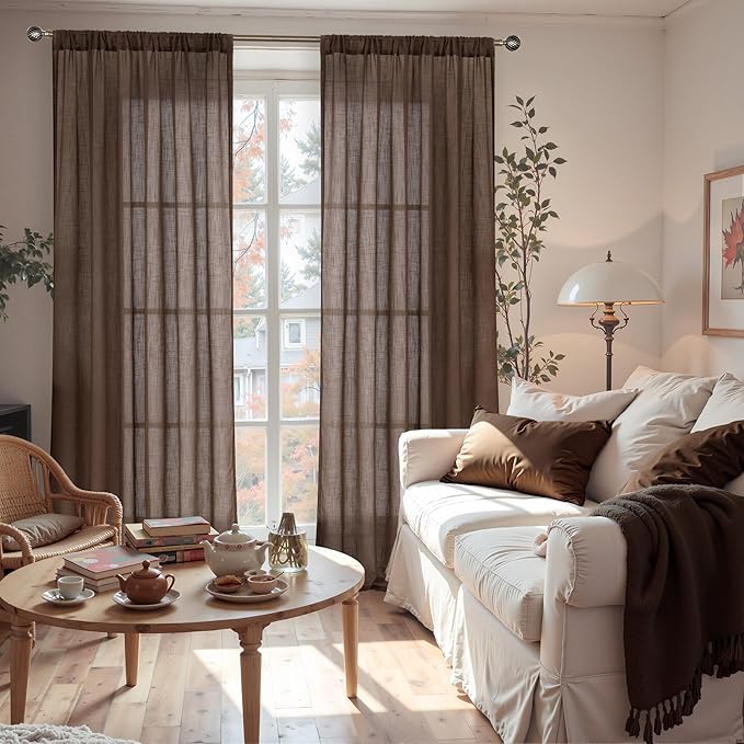 BGment Linen Curtains 90 Inch Length - Image 2