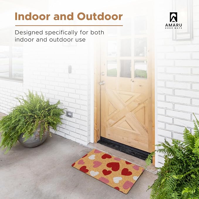 Coir Welcome Mat, Colorful Hearts, 17 x 29 in | 100% Natural Coir, Anti-Shedding - Image 5